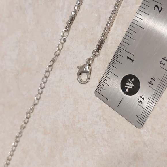 4 for $50 Fashion Jewelry Tennis Necklace Princess Silver Clear Stones 15" Long - Picture 5 of 6